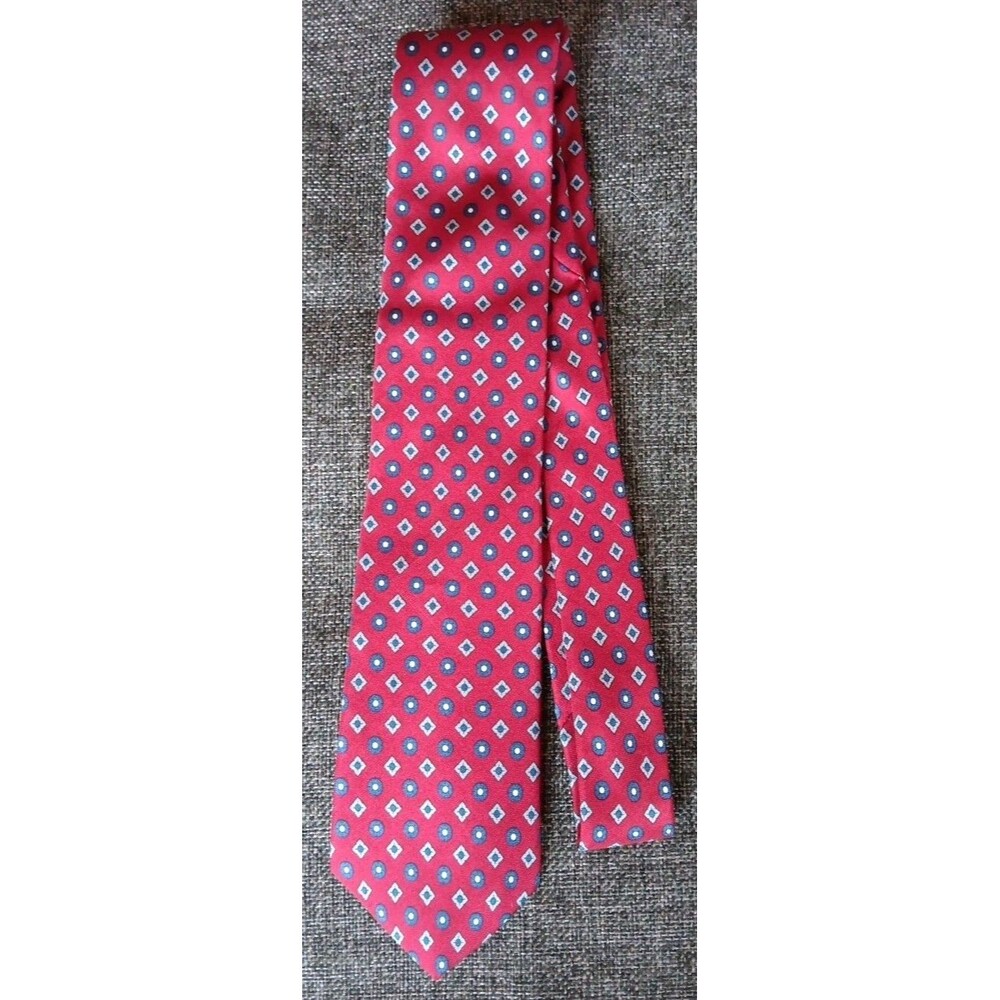 Tie 70s 80s 90s Y2K Mens Strathmore Silk Red Blue 3 Wide 56 Long